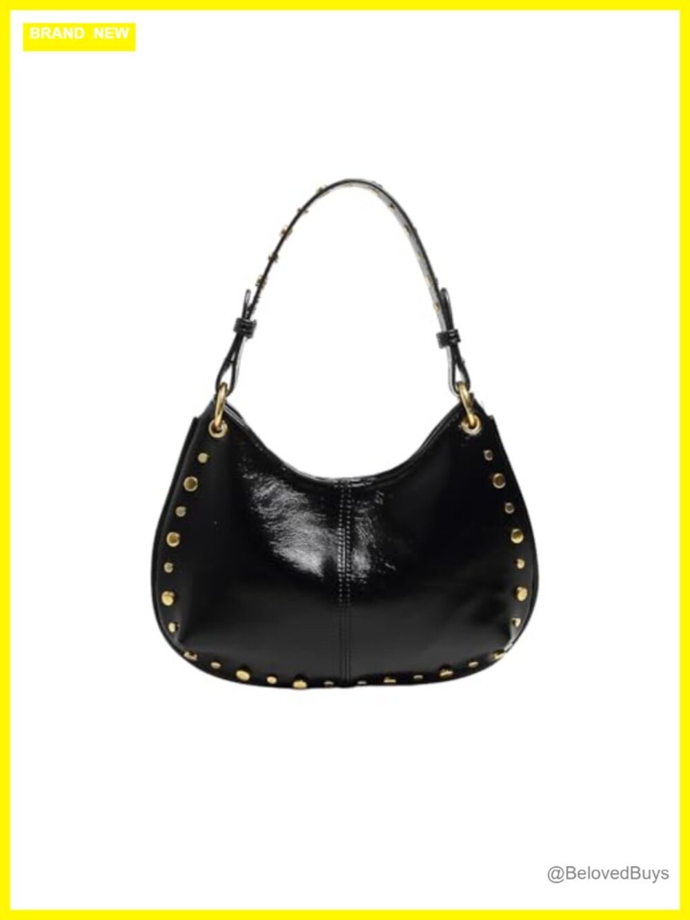 Studded Shoulder Purse for Women, Vegan Leather Goth Handbag